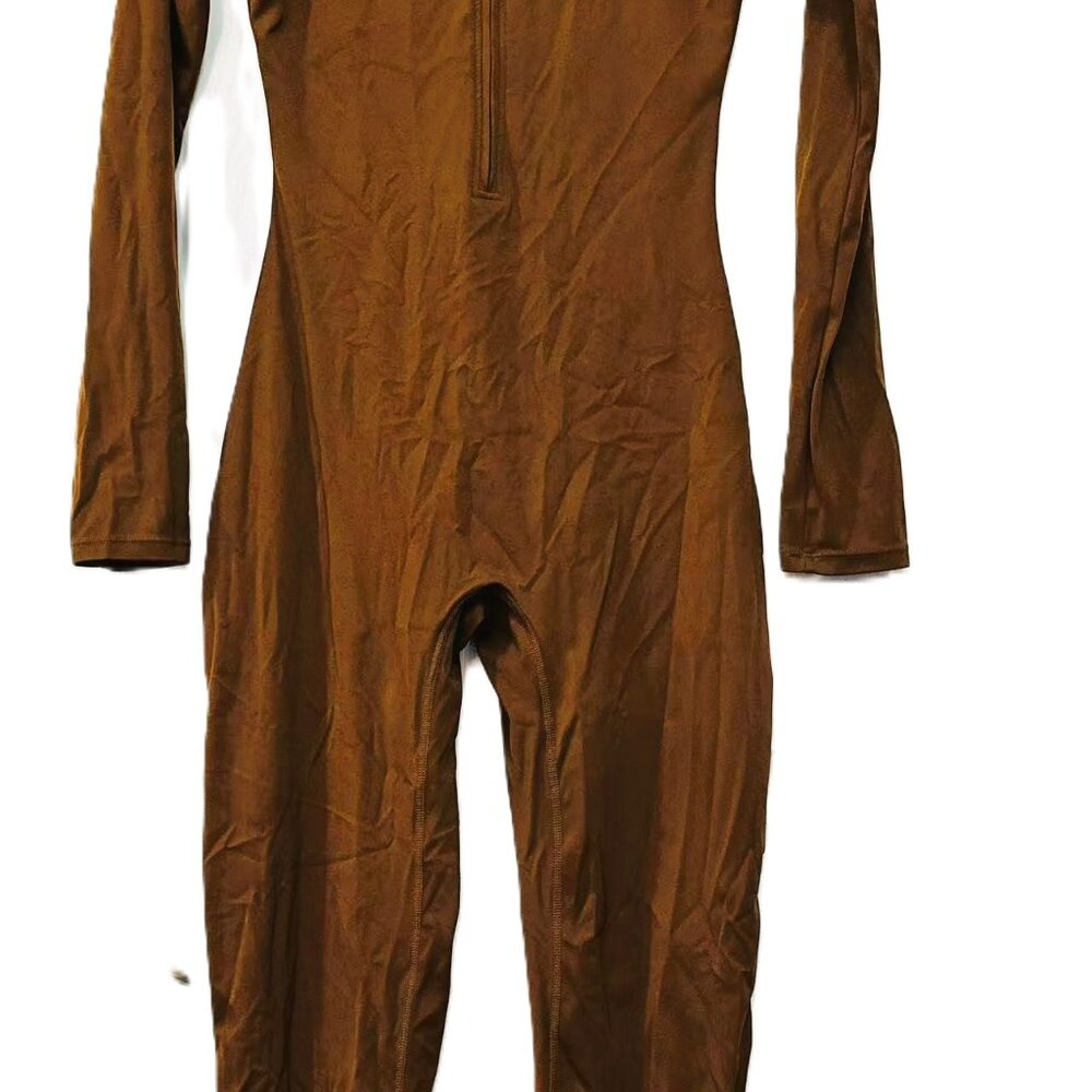 Women’s long‑sleeve zip workout jumpsuit, full‑length stretchy active bodysuit - Picture 8 of 15